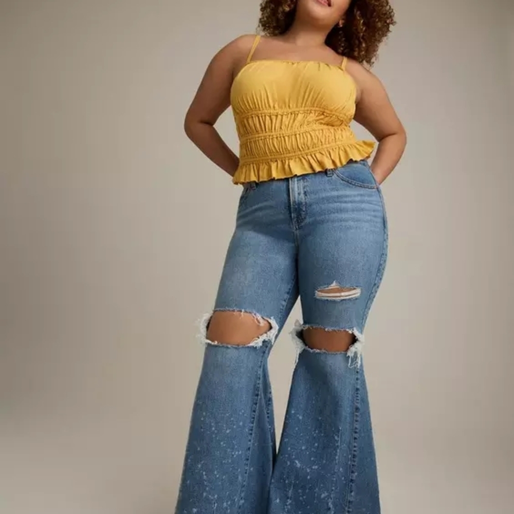 Torrid Blue Distressed Flare Jeans